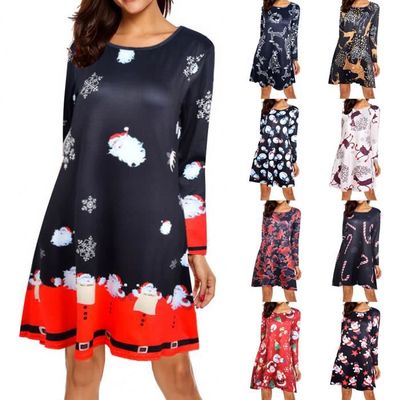 Robe De Noel Pour Femme A Manches Longues Tenue De Pere Noel Robe Evasee Confortable De Noel M Yujian6343 Yujian6343 Noir Achat Vente Robe Cdiscount