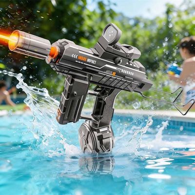 JONRRYIN Pistolet à Eau électrique 800 Ml - Portée 10 M - Rechargeable Avec Son Et Lumières - Enfants/adultes - Noir
