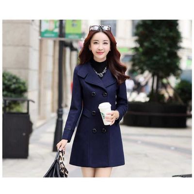 Trench long bleu marine femme on sale