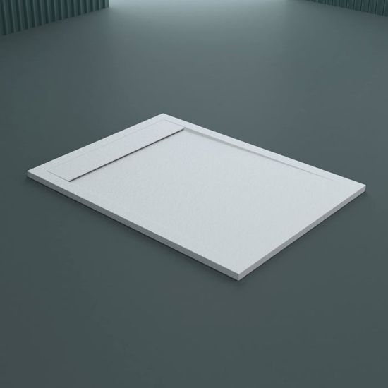 Receveur De Douche En Résine 80x140 Cm - Blanc Effet Pierre Ardoise - Réductible - Marque Idralite