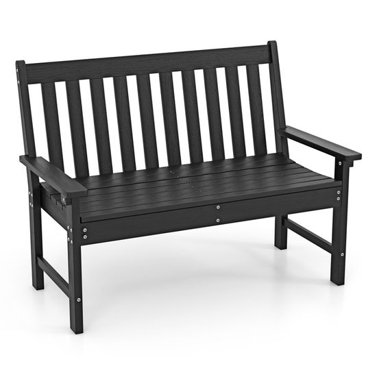 Banc De Jardin 2 Places En HDPE - 300kg Charge Max - Sans Dossier - Gris