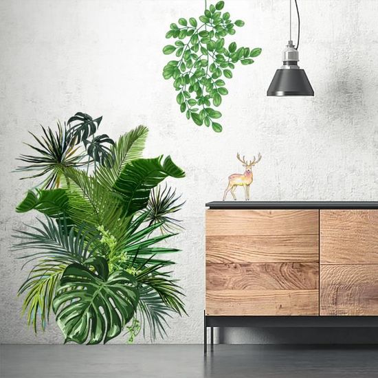 Sticker Mural Plantes En Pot 3D - 39 X 76 Cm, PVC, Vert, Déco Facile Pour Salon, Chambre, Cuisine