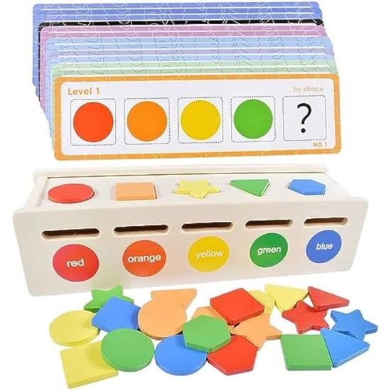 Jouet Montessori En Bois - Jeu De Tri Formes Et Couleurs Pour Enfants 1-3 Ans, 25 Pièces Avec Sac