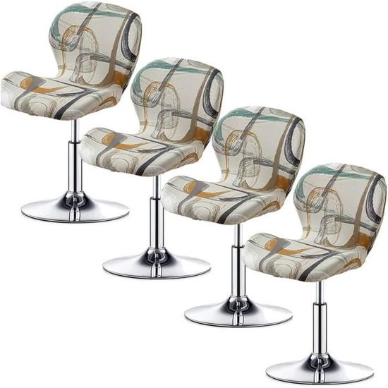 Housses De Chaise De Bar AQIGR Lot De 4 - Polyester Extensible - Lavable Machine - Dossier Bas - Protection Et Décoration