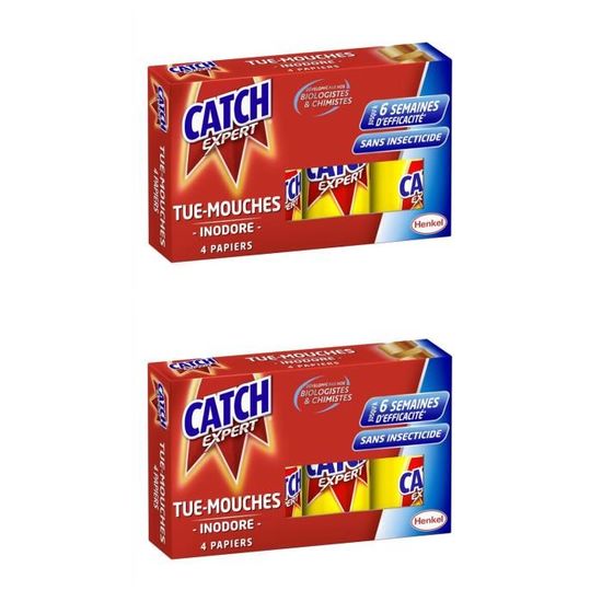 Lot De 4 Appâts Tue-mouches CATCH EXPERT - Plaques Discrètes Avec Granules Attractives - Efficace 6 Semaines - Sans Insecticide Volatile - 6