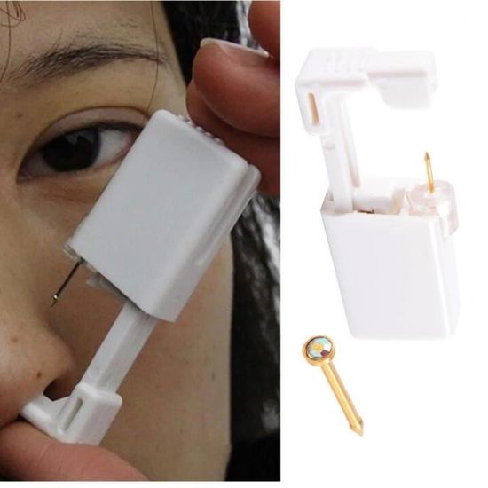 Anself Pistolet Piercing Nez Jetable Stérile - Kit Sécurité Avec Bijou Acier Inoxydable, Usage Unique