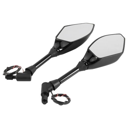 Rétroviseurs Moto Avec LED Clignotant - Noir Brillant Lentille Fumée - Compatible Honda CBR, Suzuki GSXR, Yamaha YZF