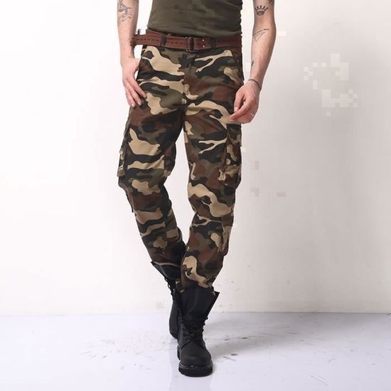 Pantalon Homme Camouflage - ZEWOW - Regular - Kaki - Sans Ceinture