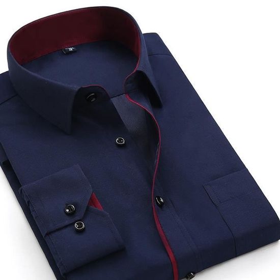 Chemise bleue unie pour homme grande taille