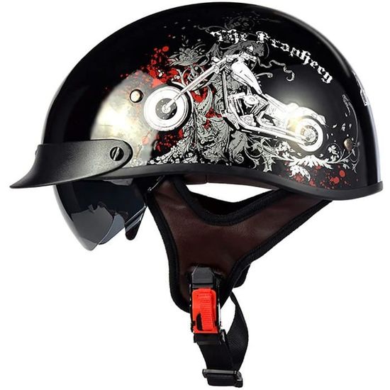 Demi-casque De Moto, Rétro Harley Casque Face Ouverte, Vintage Casque Mobylette Bols Avec