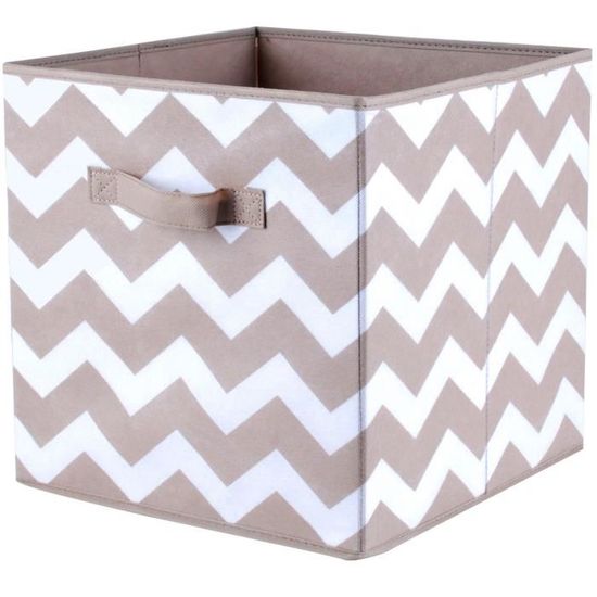 Cube Panier De Rangement Pliable Avec Poignee Deco Vague Taupe 31