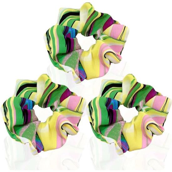 Lot De 3 Bonnets Satin Nuit Pour Enfants - Protection Cheveux, élastique Large, Noir/rose