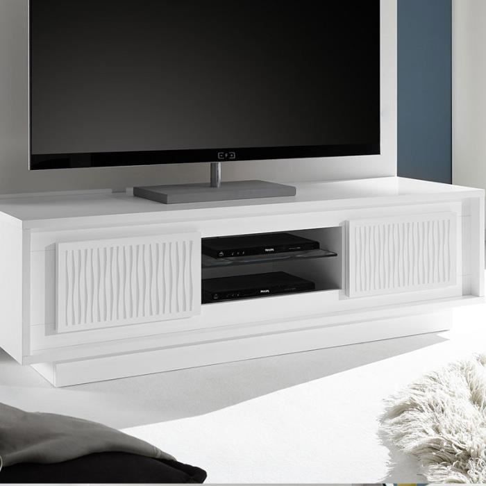 Meuble TV design blanc laqué sérigraphies ERINE 3