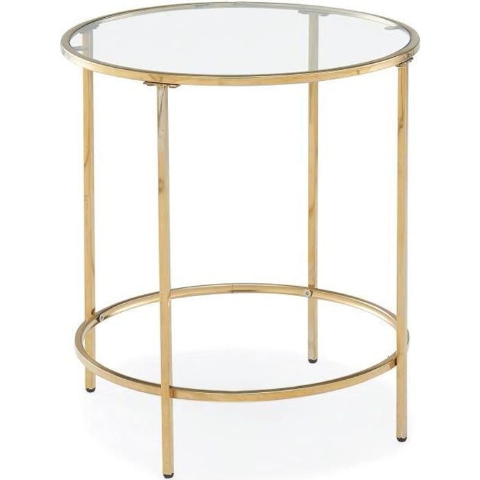 Table basse ronde en verre et métal OLIVE