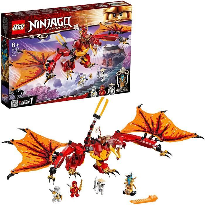 71753 Ninjago L’Attaque du Dragon de feu avec Mini Figurines Kai, Zane et NYA - Jouet Enfant 8 Ans