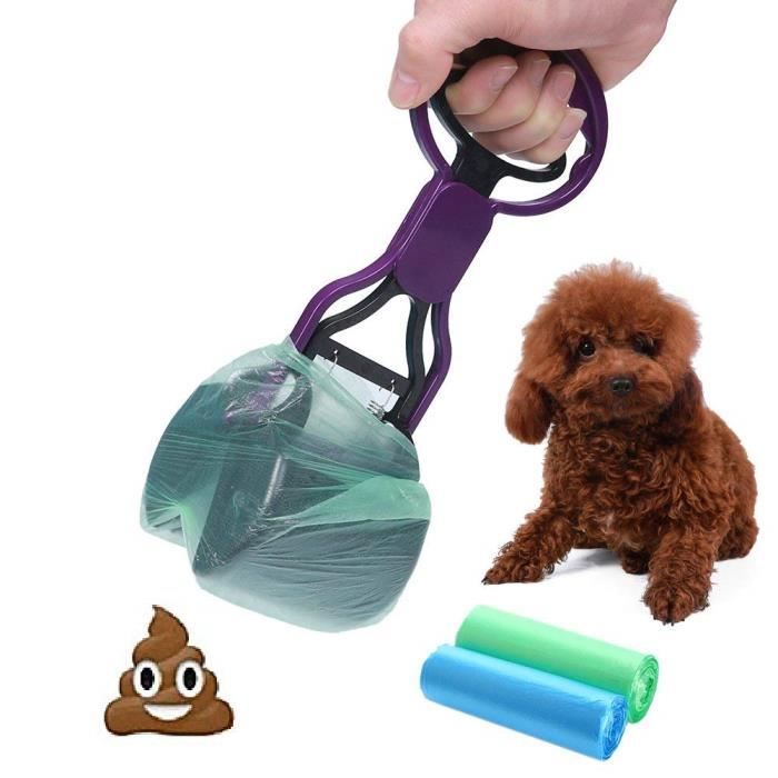 Pince de ramassage avec système de fixation de sac pour déjections d'animaux de compagnie - Pour déjections de chiens et de chats