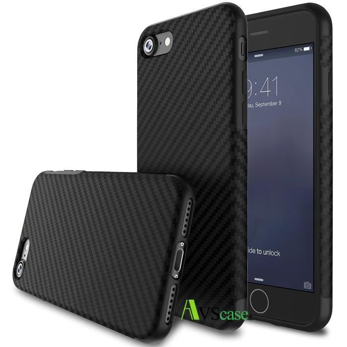 Coque iPhone 7 Carbone - Noir Mat Haute Qualité
