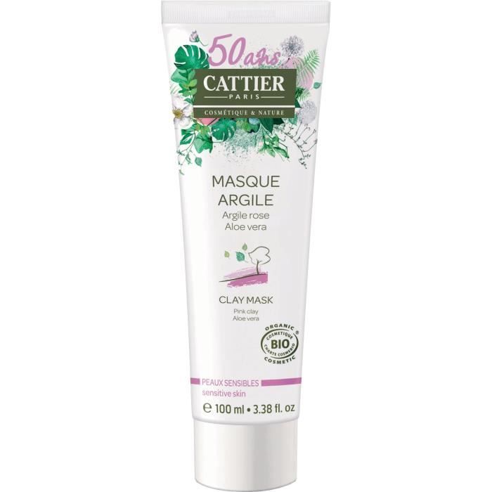 CATTIER Masque Argile Rose Bio Aloe Vera 100 ml