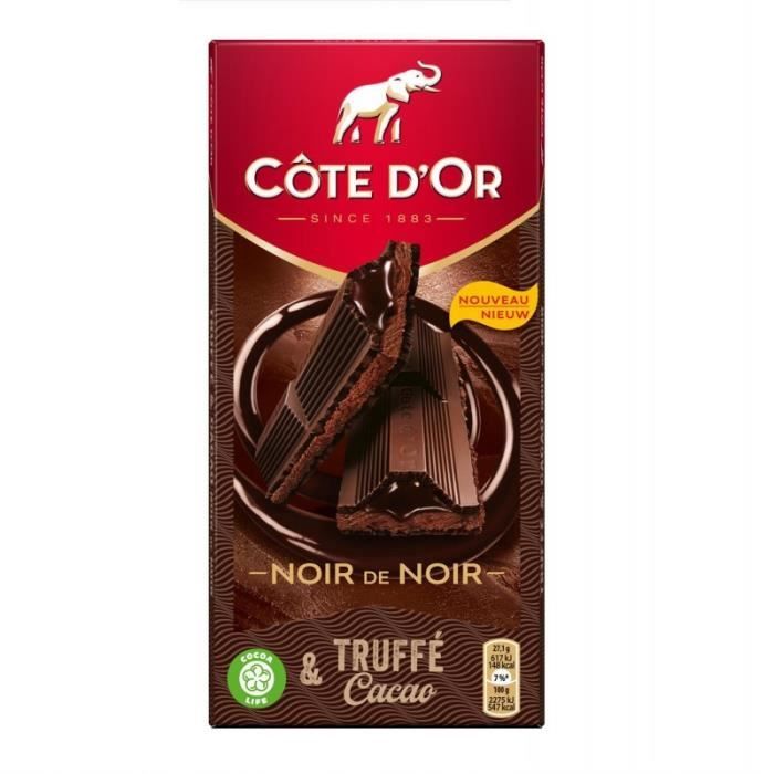 COTE D'OR - Fourré Épais Noir Truffe Coeur Coulant Chocolat 190G - Lot De 4