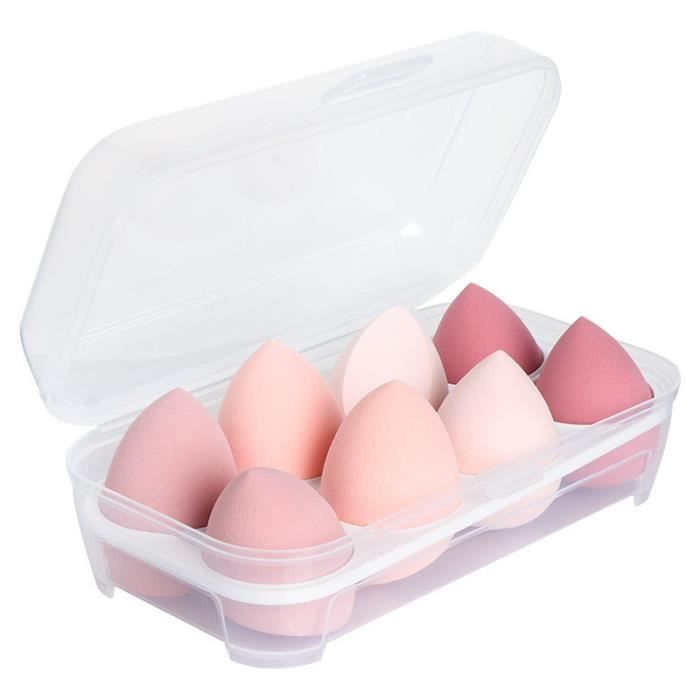 DAMILY® 8pcs Oeuf de Beauté ensemble de bouffées sans latex oeuf de beauté humide et sec-rose