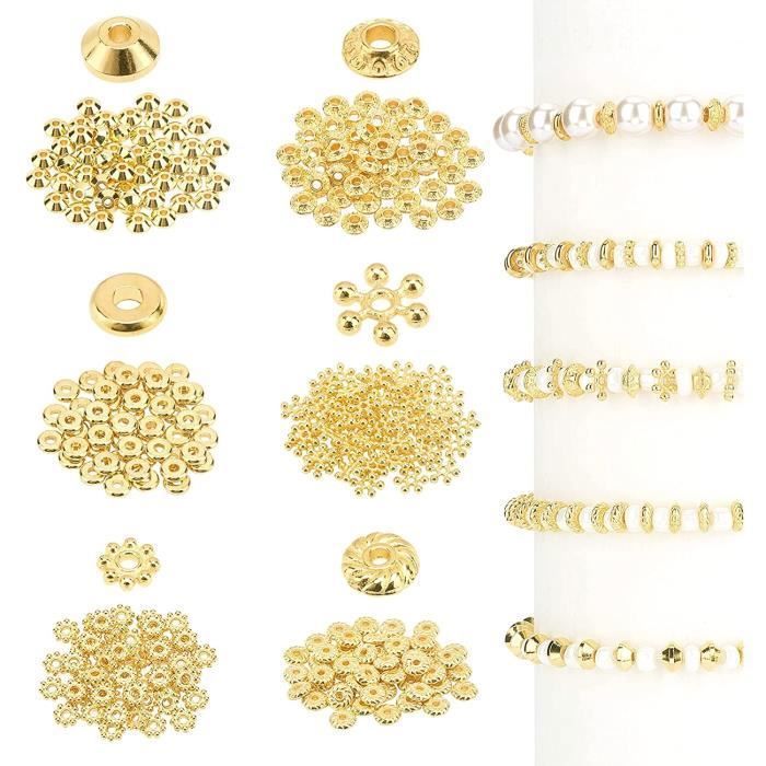 300 Pcs Perles Intercalaires Perles d'Espacement en Laiton Perles Doré Accessoires de Bijoux Mixte pour Création de DIY Bijoux Brel