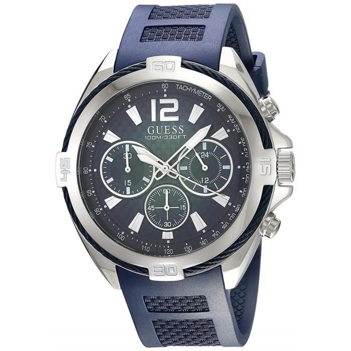 GUESS QUARTZ ANALONG WATCH Homme 44mm Bleu Quartz Montre W1168G1