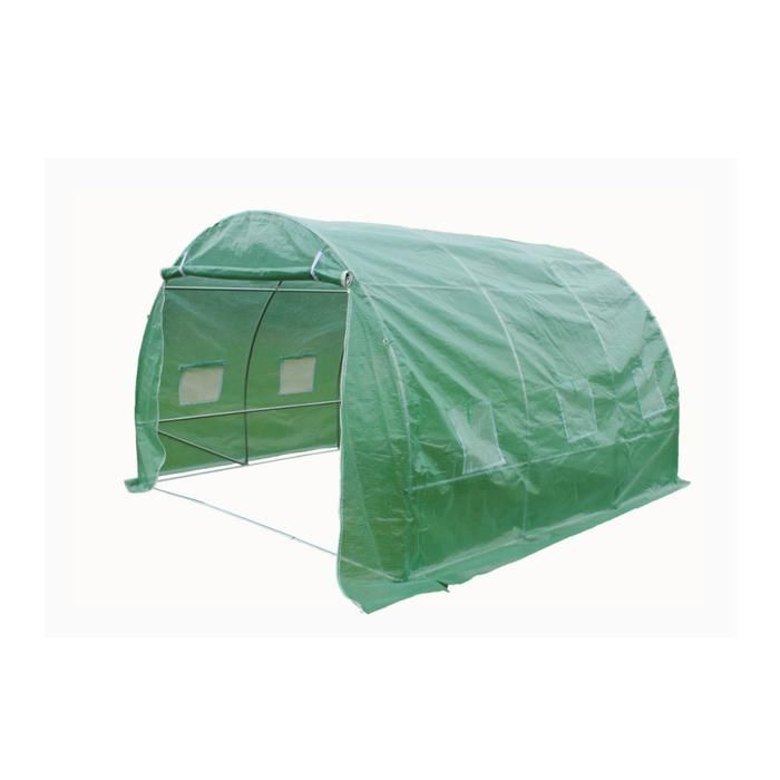 HABRITA Serre tunnel en métal - 9 m2 - 140 gr/m2 - 3 x 3 m - Vert