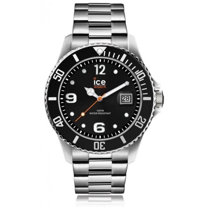Ice-Watch - ICE steel Black silver - Montre noire pour homme avec bracelet en metal - 016032 (Large)