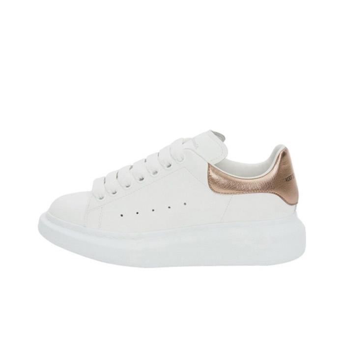 Alexanders Mcqueens MC Femme Homme Basket Chaussur Blanche et Gold Pas Cher