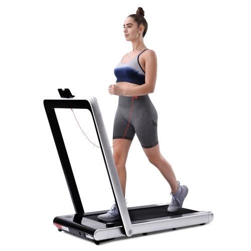 Marcheur 2-en-1 avec télécommande et affichage LED, tapis roulant portable entièrement assemblé (argent)