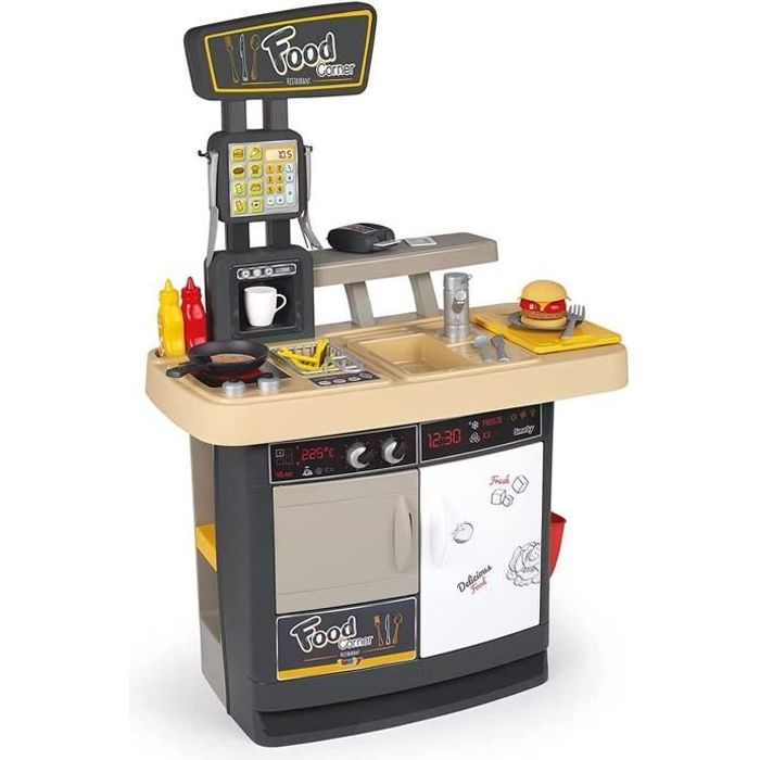 Smoby - Food Corner Restaurant - Cuisine Resto avec Lecteur CB - 29 Accessoires - Jouet d'Imitation 