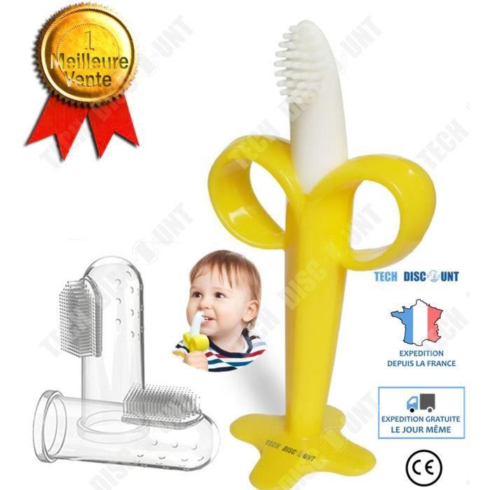 TD® brosse a dent banane bebe enfants voyage baton molaire fille garçon 3ans apprentissage educatif sensoriel eveil ergonomique joue