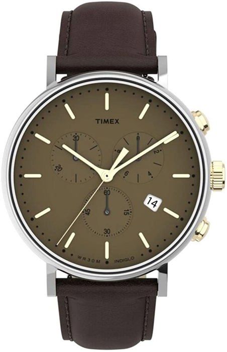 Timex - Montre Hommes - Quartz - Chronographe - Bracelet Cuir Marron - TW2T67700