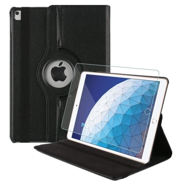 Pour Apple iPad Air (2019) 10.5-: Etui Rotatif Rotative Rotation 360° - NOIR + 1 Film Verre Trempé