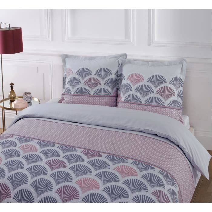 VISION Parure de couette ISABELLA - 240 x 260 cm - Gris et rose