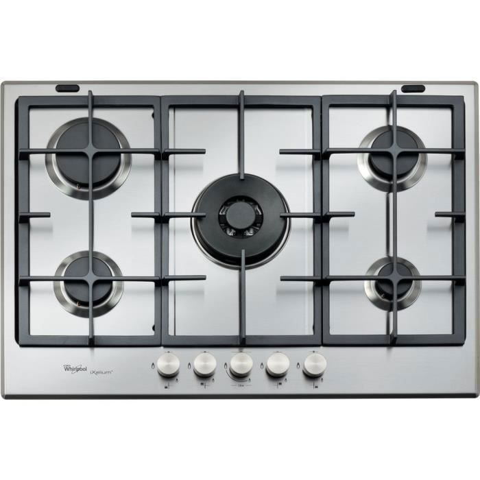 Whirlpool GMR 7522-IXL, Intégré, Cuisinière à gaz, Acier inoxydable, Acier inoxydable, 1000 W, Rond