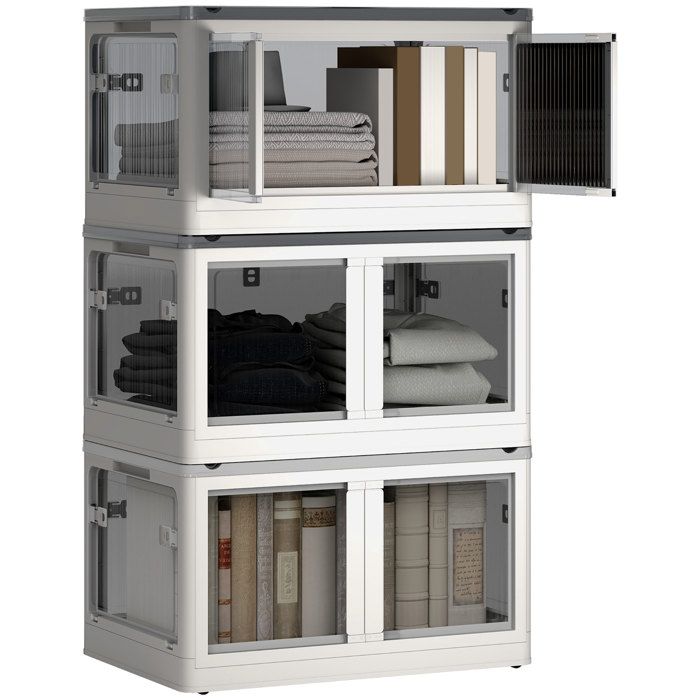 Boîtes Rangement PurKeep Lot De 4 - Empilables Avec Roulettes Et Portes Magnétiques