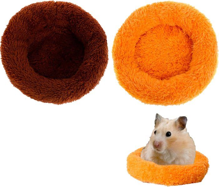 Comparer les prix de Lot de 2 nid douillet hamster,petit animal de compagnie,lit doux pour hamster,cochon d'Inde,gerbilles,souris,rats,(marron-orange)