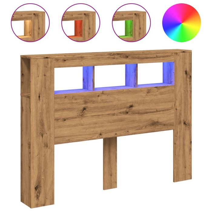 Bonne qualité - Tête de lit à LED-Tête de cadre de lit- chêne artisanal 140x18 5x103 5 cm - Contemporain - MAW16691362