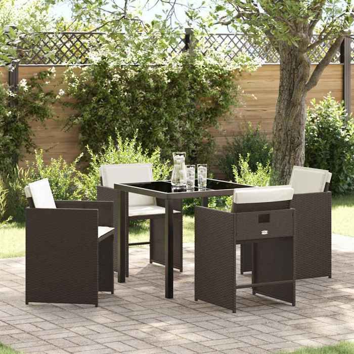 vidaXL Ensemble de salle à manger pour jardin 5 pcs Marron polyrotin 3379984