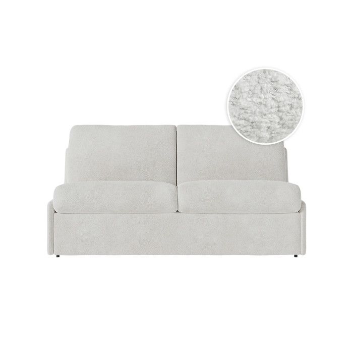 Canapé convertible express 3 places AGATHE couchage quotidien 140x190cm sans accoudoirs en tissu bouclette blanc - Matelas 13cm Canapé convertible express 3 places AGATHE couchage quotidien 140x190cm sans accoudoirs en tissu bouclette blanc - Matelas 13cm