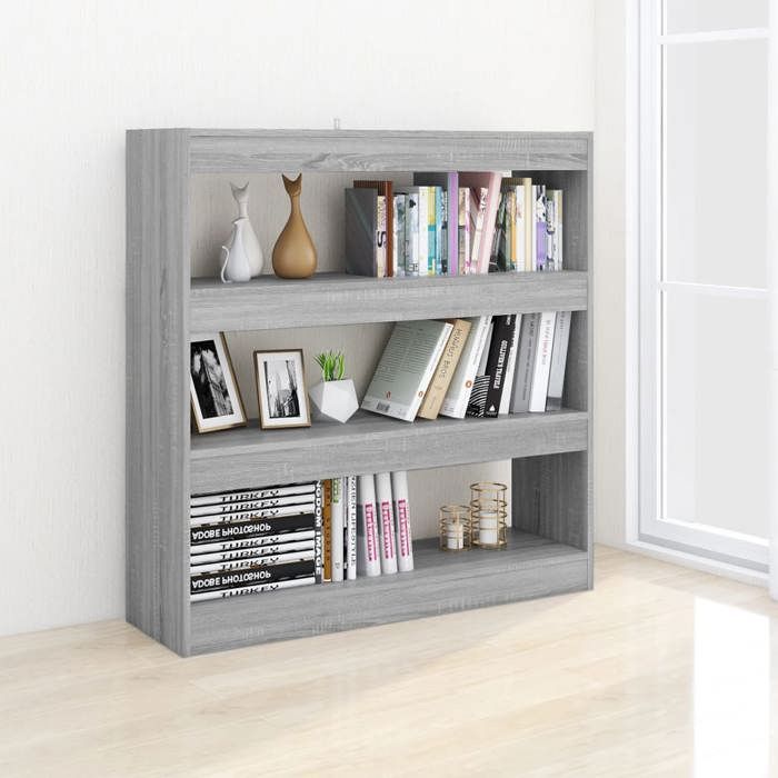 JM Bibliothèque polyvalente/Séparateur de pièce - support à livres sonoma gris 100x30x103 cm LV280