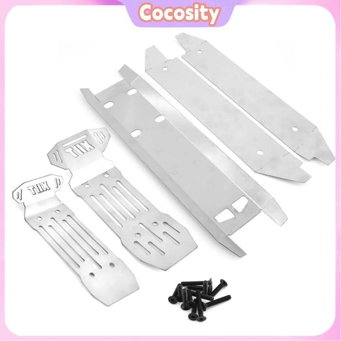 ECSiNG – Set De 2 Plaques De Protection Avant/arrière En Acier Inoxydable Pour Châssis De Voiture RC Arrma 1/14 Mojave GROM