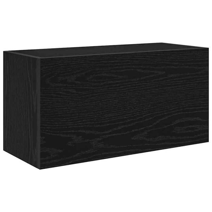 Armoire murale de salle de bain - JILL - 60x25x30 cm - Noir - Bois dingénierie - Capacité 60 kg - Vérin à gaz