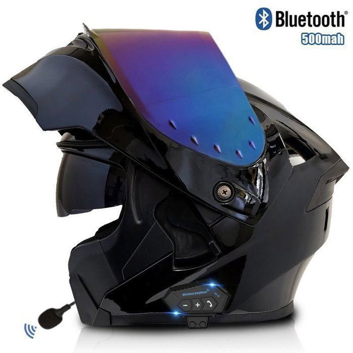 Casque Moto Modulable Bluetooth Casques Intégral Flip-Up Modulables Casque de