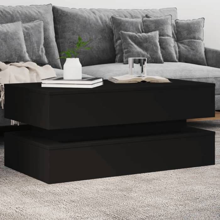Table de Canapé Magnifique - Noir Table basse - Pour Salon chambre - avec lumières LED noir 90x50x40cm CL9144935