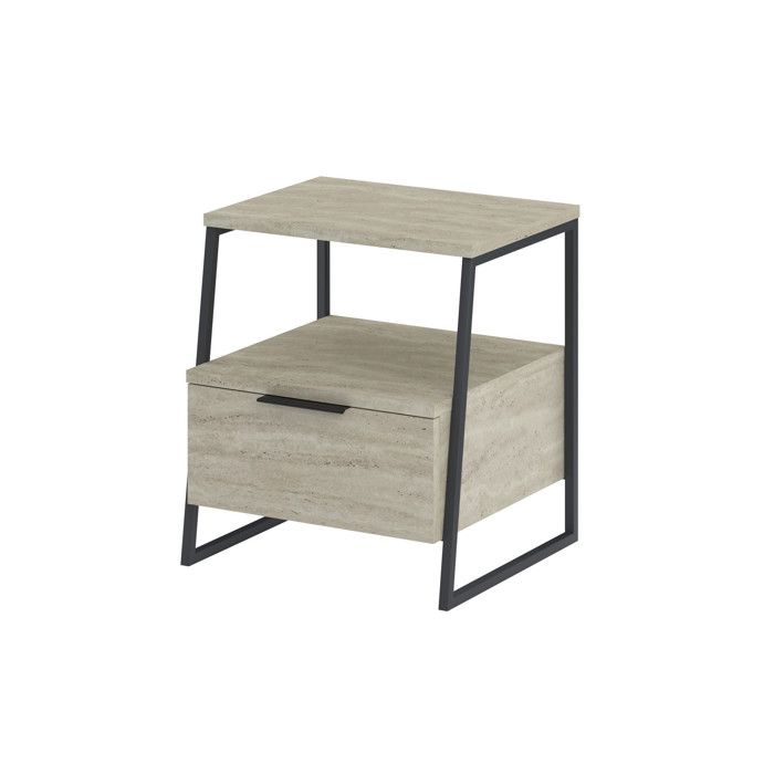Table de chevet en bois Pal - 45 x 40 x 50 cm - Travertin Table de chevet en bois Pal - 45 x 40 x 50 cm - Travertin