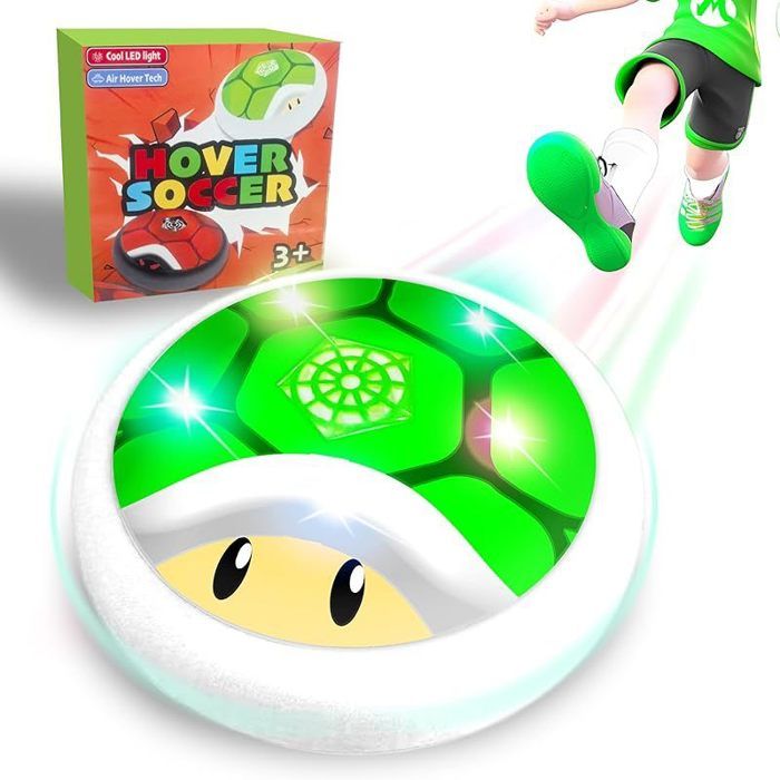 Nzkeuf Ballon De Foot Aéroglisseur – LED Et Musique, Rechargeable USB, Flotte à 2 Mm Du Sol – Pour Intérieur Et Extérieur – Cadeau Enfant 4 à 12 Ans