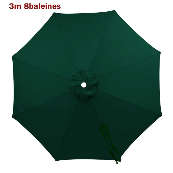Toile de rechange pour parasol de terrasse 3 m 8 baleinesvert foncéCadre de parasol non inclus auvent seulement