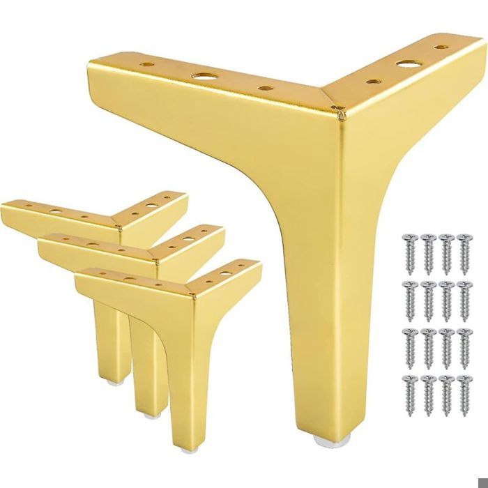 Pieds meubles triangulaires 10 cm – Lot de 4 en métal design diamant pour canapé table armoire